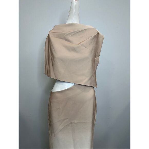 Et Ochs Helens Ombré One-Shoulder Dress In Taupe Ivory US 4 $498 - Picture 7 of 11